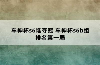 车神杯s6谁夺冠 车神杯s6b组排名第一局